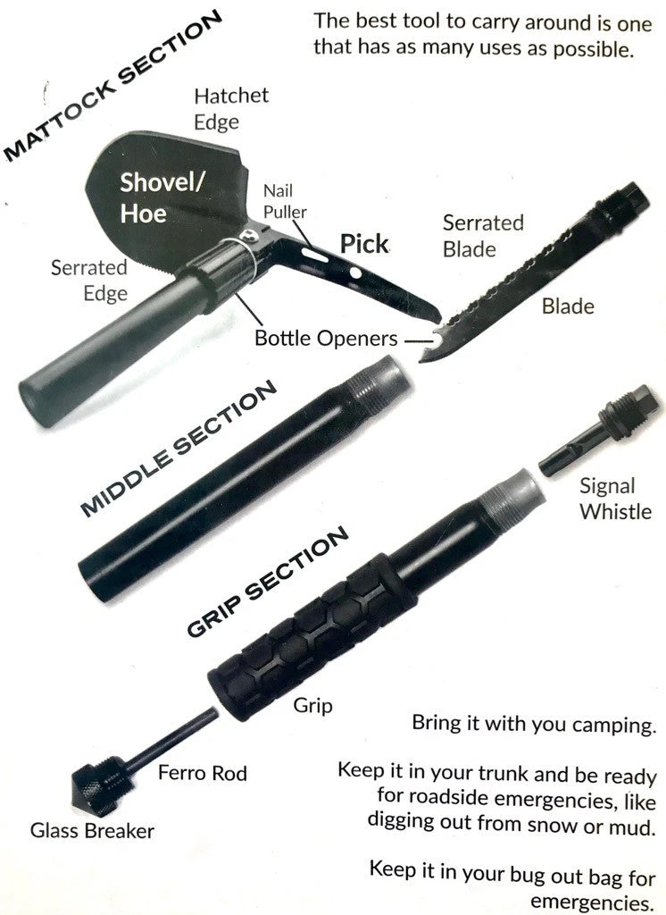 Good2GoCo Gear Deluxe 12-in-1 Folding Shovel Multifunction Survival Tool 4 Good2GoCo Gear Deluxe 12-in-1 Folding Shovel Multifunction Survival Tool