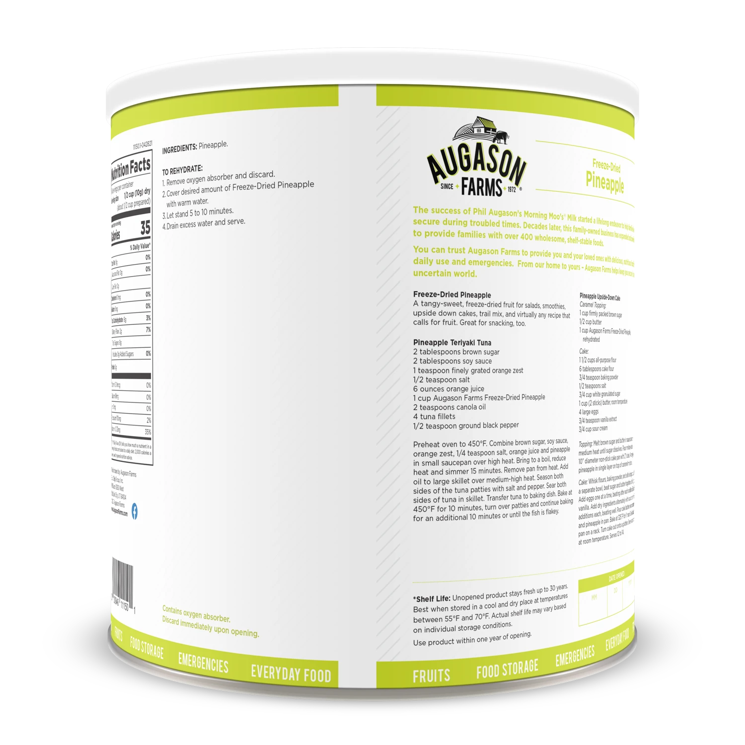 Augason Farms Freeze Dried Pineapple Chunks Food & Food Storage 2 Augason Farms Freeze Dried Pineapple Chunks Food & Food Storage