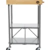 Bradley Accessories Bradley Smoker Foldable Kitchen Cart On Wheels, Wood Top, Steel Grey Frame