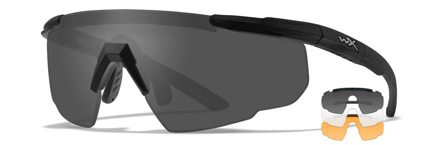 WILEY X SABER ADVANCED SUNGLASSES 3 Lens Pack ~ Smoke Grey- Clear- Light Rust With Matte Black Frame 1 WILEY X SABER ADVANCED SUNGLASSES 3 Lens Pack ~ Smoke Grey- Clear- Light Rust With Matte Black Frame