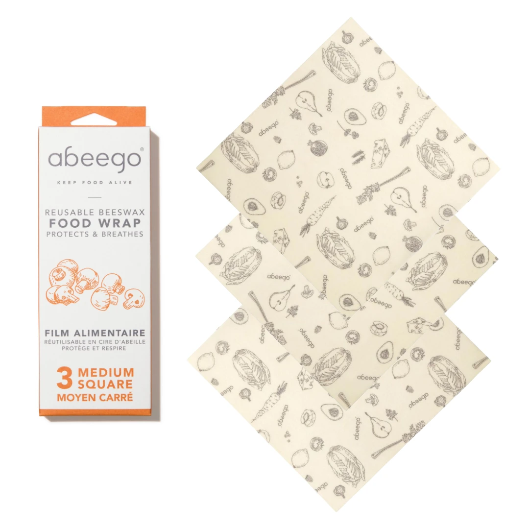 Abeego Reusable Beeswax Food Wraps - Square Food & Food Storage 7 Abeego Reusable Beeswax Food Wraps - Square Food & Food Storage
