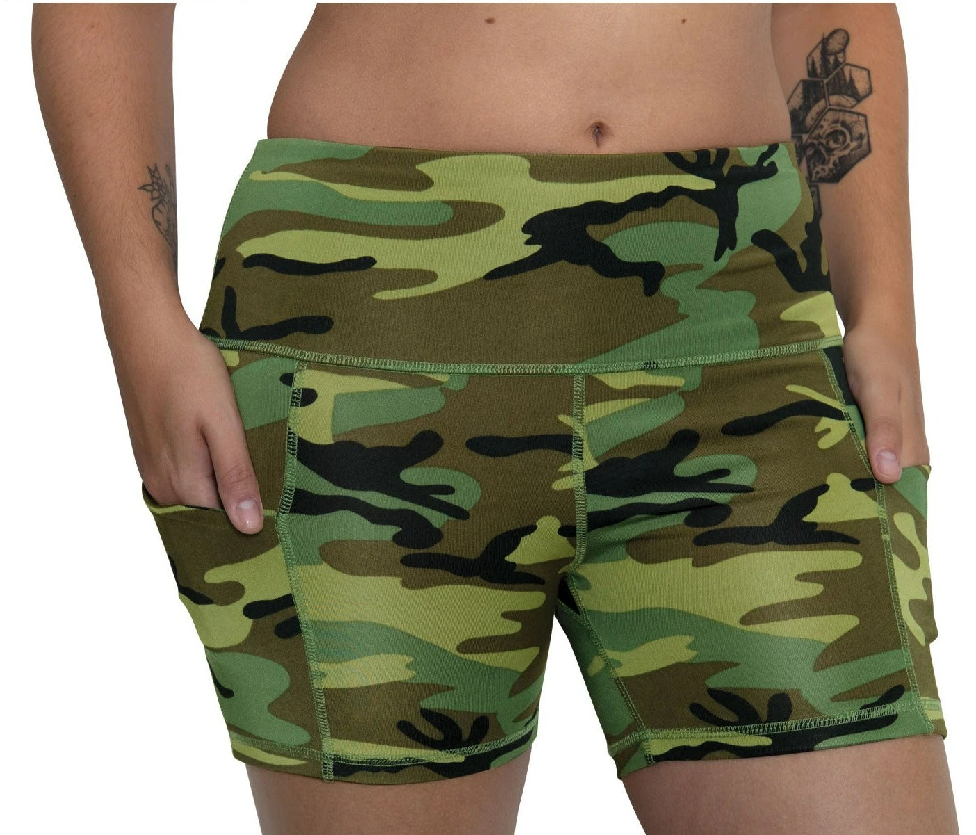 Rothco Women's Camo Workout Performance Legging Shorts - Woodland Camo 4 Rothco Women's Camo Workout Performance Legging Shorts - Woodland Camo