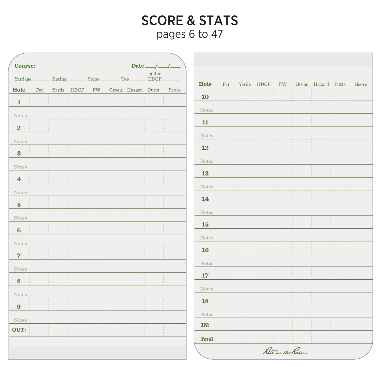 Rite In The Rain All Weather Golf Notebook, 3.5 In. X 6 In. Waterproof Notebooks 3 Rite In The Rain All Weather Golf Notebook, 3.5 In. X 6 In. Waterproof Notebooks