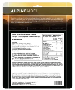 AlpineAire Rustic Three Cheese Sausage Lasagna Backpacking Meals