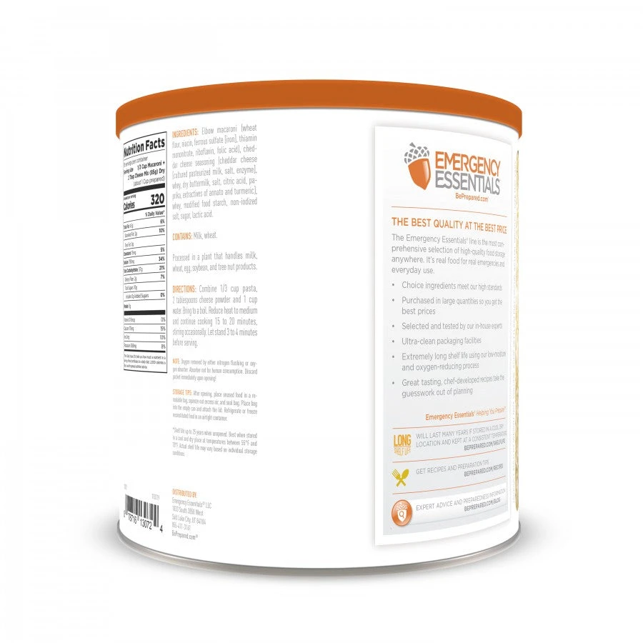 Emergency Essentials White Cheddar Mac & Cheese #10 Can Food & Food Storage 2 Emergency Essentials White Cheddar Mac & Cheese #10 Can Food & Food Storage