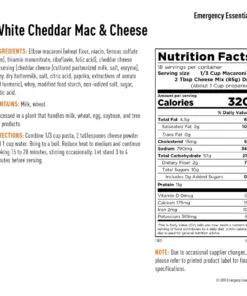 Emergency Essentials White Cheddar Mac & Cheese #10 Can Food & Food Storage 8 Emergency Essentials White Cheddar Mac & Cheese #10 Can Food & Food Storage