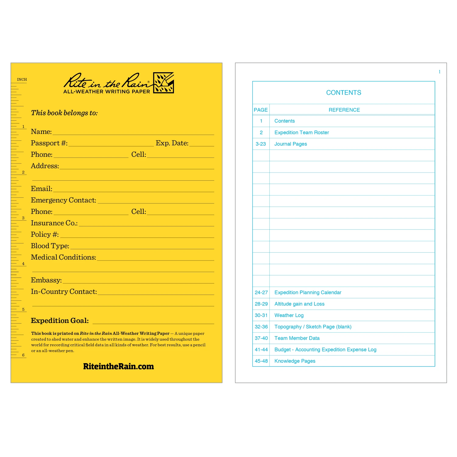 Rite In The Rain Weatherproof Stapled Notebook 4.625 In. X 7 In. - Expedition Journal Waterproof Notebooks 2 Rite In The Rain Weatherproof Stapled Notebook 4.625 In. X 7 In. - Expedition Journal Waterproof Notebooks