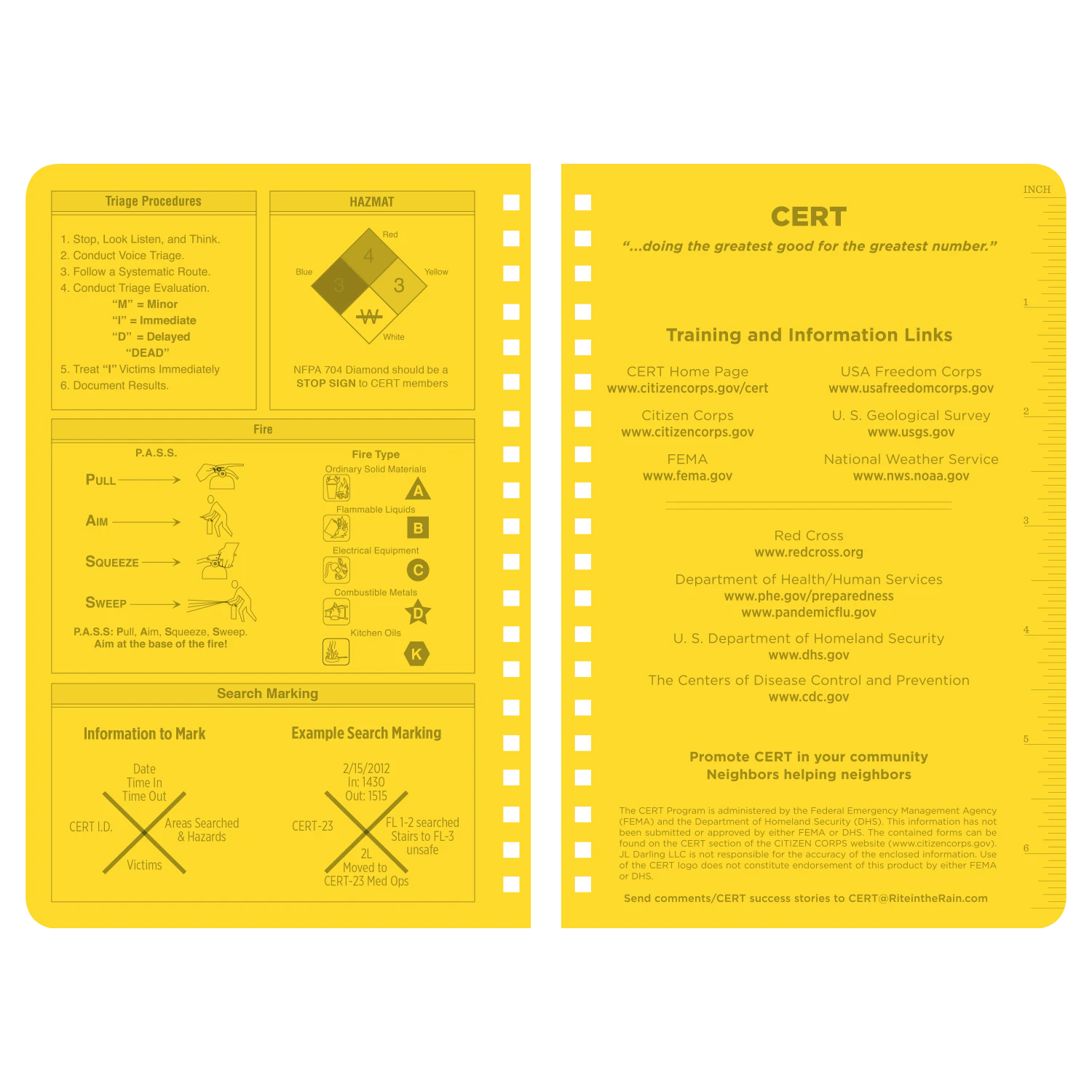 Rite In The Rain Weatherproof Side Spiral Notebook, 4.625 In. X 7 In. CERT Field Operator's Guide FOG Waterproof Notebooks 3 Rite In The Rain Weatherproof Side Spiral Notebook, 4.625 In. X 7 In. CERT Field Operator's Guide FOG Waterproof Notebooks