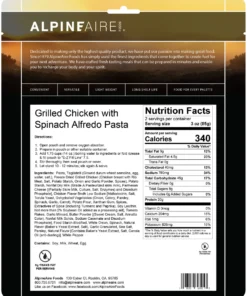 Backpacking Meals AlpineAire Tuscan Style Grilled Chicken Alfredo