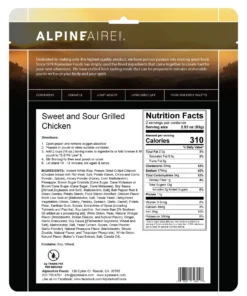 AlpineAire Sweet & Sour Grilled Chicken Backpacking Meals