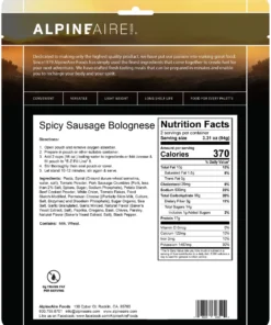 AlpineAire Spicy Sausage Bolognese