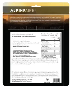 Backpacking Meals AlpineAire Grilled Chicken And Mushroom Wild Rice Pilaf