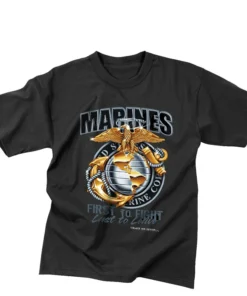 Rothco Black Ink Marines First To Fight T-Shirt