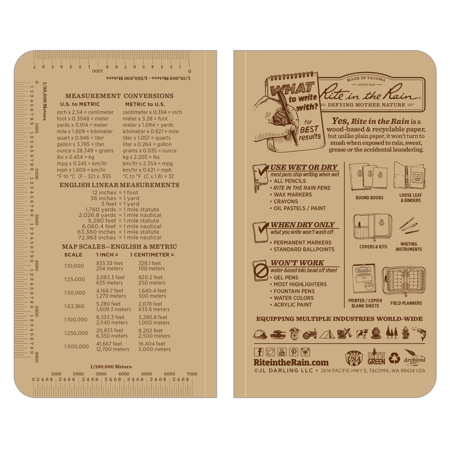 Rite In The Rain Weatherproof Soft Cover Pocket Notebook, 3.5 In. X 6 In. Waterproof Notebooks 6 Rite In The Rain Weatherproof Soft Cover Pocket Notebook, 3.5 In. X 6 In. Waterproof Notebooks