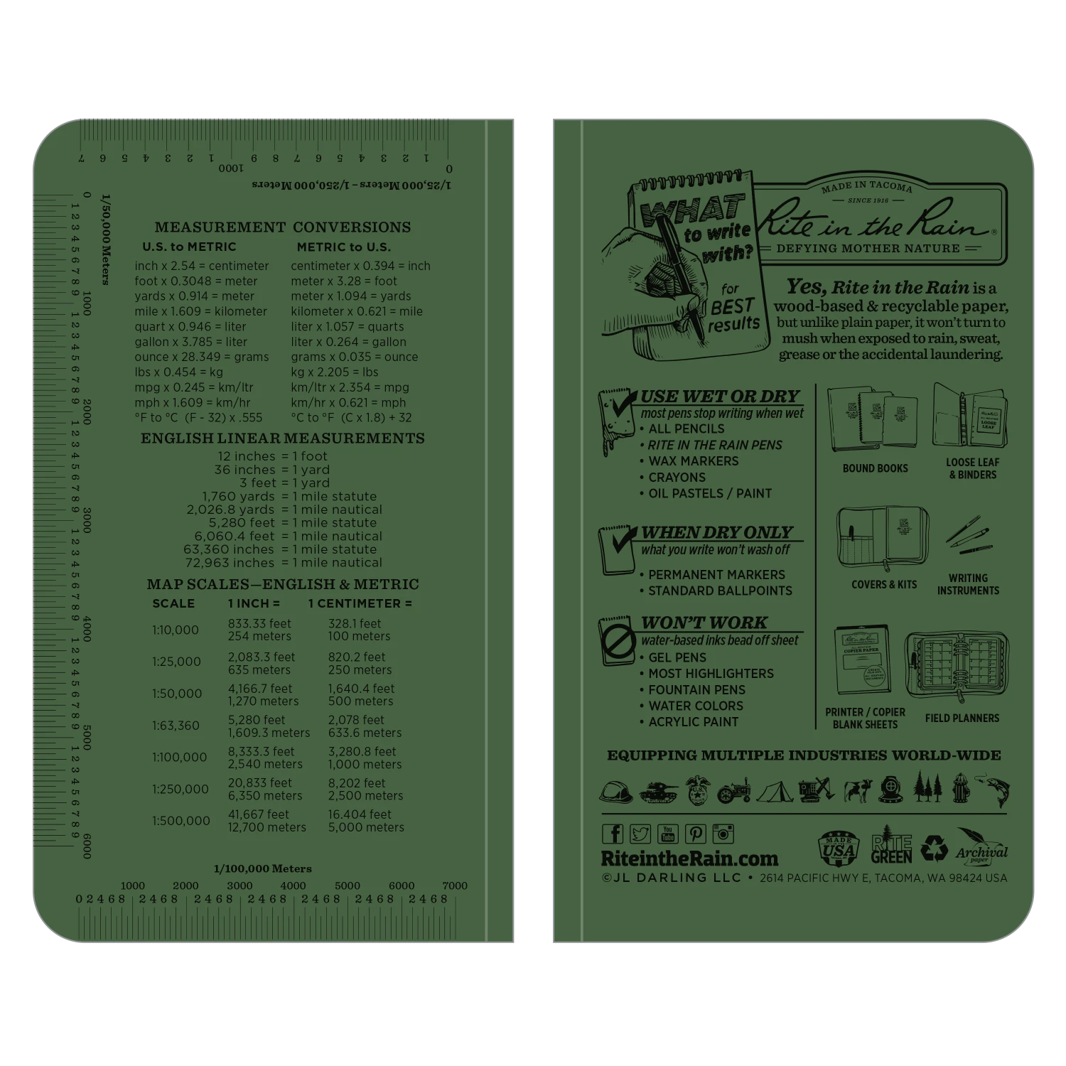 Rite In The Rain Weatherproof Soft Cover Pocket Notebook, 3.5 In. X 6 In. Waterproof Notebooks 5 Rite In The Rain Weatherproof Soft Cover Pocket Notebook, 3.5 In. X 6 In. Waterproof Notebooks