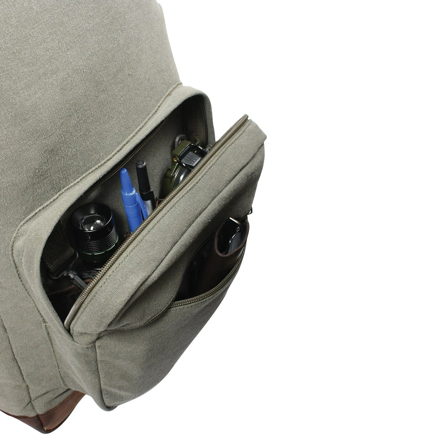 Rothco Vintage Canvas Teardrop Backpack With Leather Accents 5 Rothco Vintage Canvas Teardrop Backpack With Leather Accents