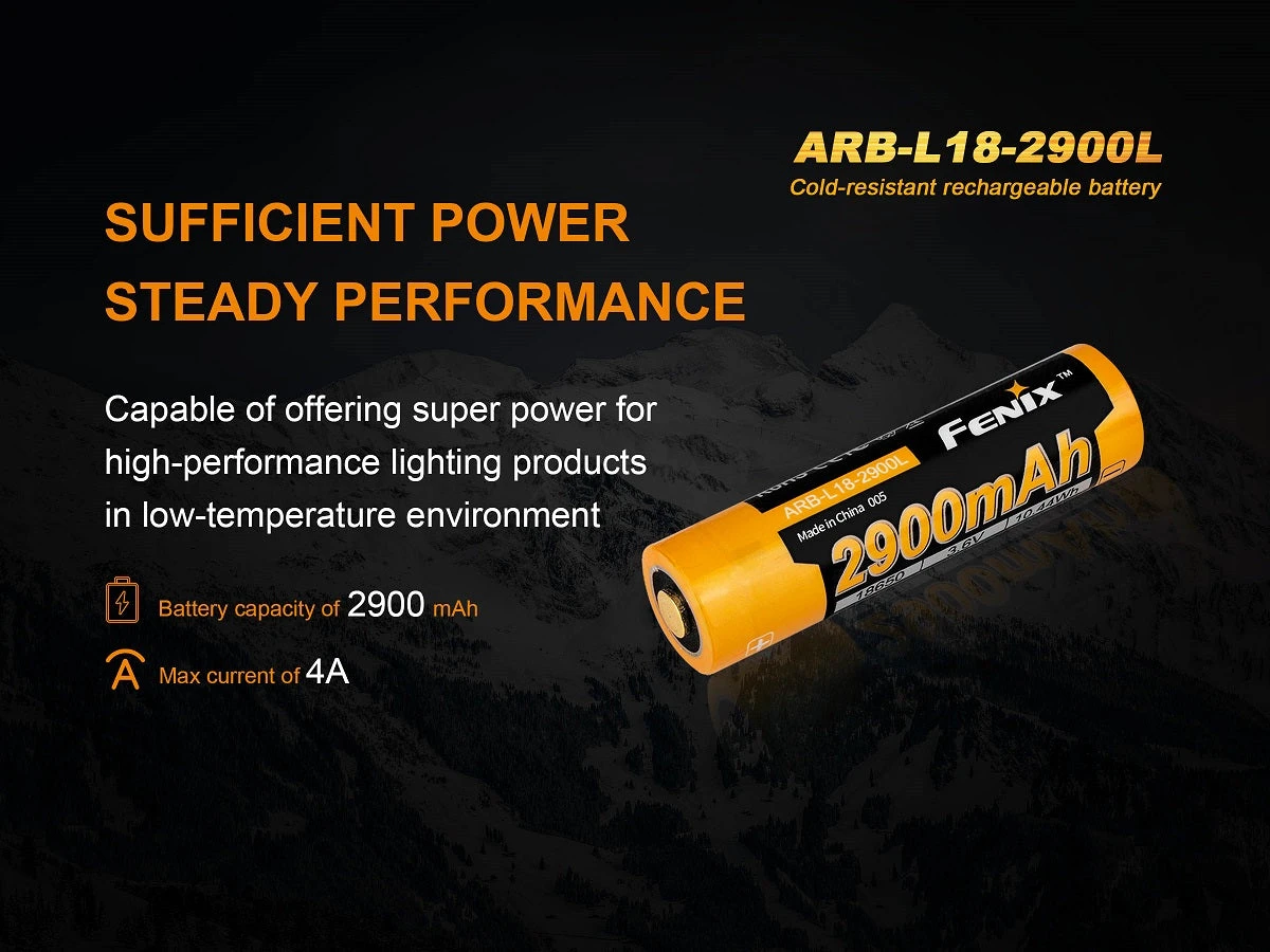 Fenix Lights FENIX ARB-L18 2900L COLD RESISTANT RECHARGEABLE 18650 BATTERY 4 Fenix Lights FENIX ARB-L18 2900L COLD RESISTANT RECHARGEABLE 18650 BATTERY