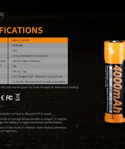 FENIX ARB-L21 4000P HIGH DRAW 21700 LI-ION RECHARGEABLE BATTERY Fenix Lights