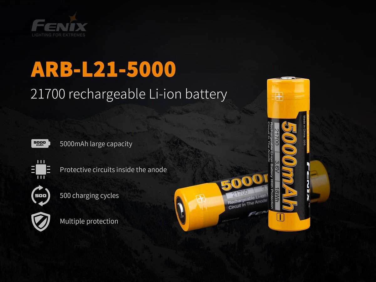 FENIX ARB-L21 5000 21700 LI-ION RECHARGEABLE BATTERY Fenix Lights 2 FENIX ARB-L21 5000 21700 LI-ION RECHARGEABLE BATTERY Fenix Lights