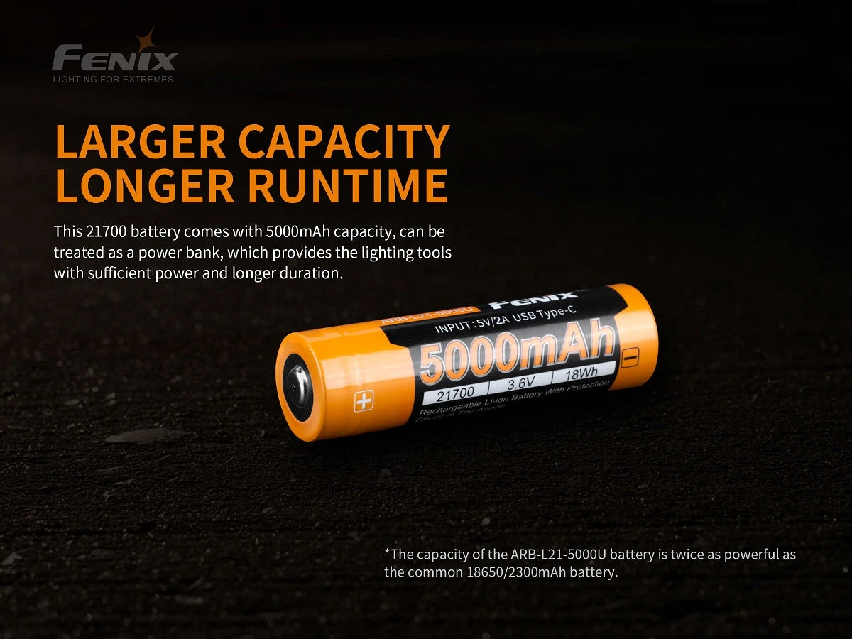 Fenix Lights FENIX ARB-L21 5000U 21700 LI-ION RECHARGEABLE BATTERY 7 Fenix Lights FENIX ARB-L21 5000U 21700 LI-ION RECHARGEABLE BATTERY
