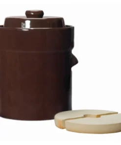 Roots & Harvest Traditional Style Water-Seal Fermentation Crock Set With Lid & Weights