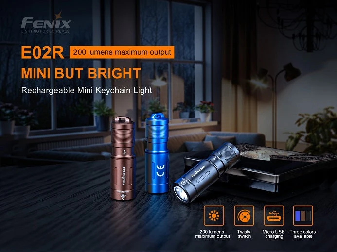 Fenix E02R Rechargeable 200 Lumen Keychain Light 3 Fenix E02R Rechargeable 200 Lumen Keychain Light