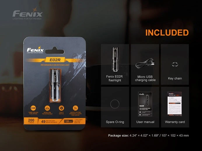 Fenix E02R Rechargeable 200 Lumen Keychain Light 12 Fenix E02R Rechargeable 200 Lumen Keychain Light
