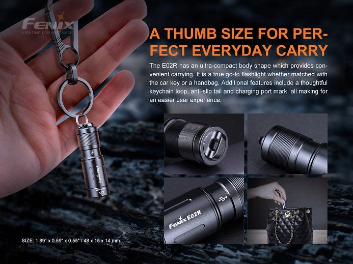 Fenix E02R Rechargeable 200 Lumen Keychain Light 8 Fenix E02R Rechargeable 200 Lumen Keychain Light