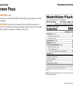 Emergency Essentials Freeze-Dried Green Peas Large Can