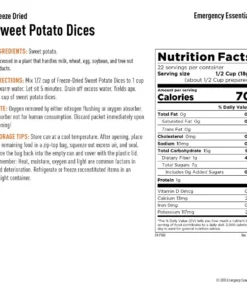 Emergency Essentials Freeze Dried Sweet Potato Dices With Peel Large Can Food & Food Storage