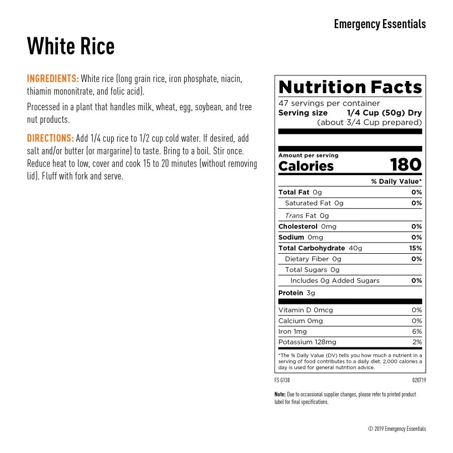 Emergency Essentials White Rice Large Can Food & Food Storage 3 Emergency Essentials White Rice Large Can Food & Food Storage