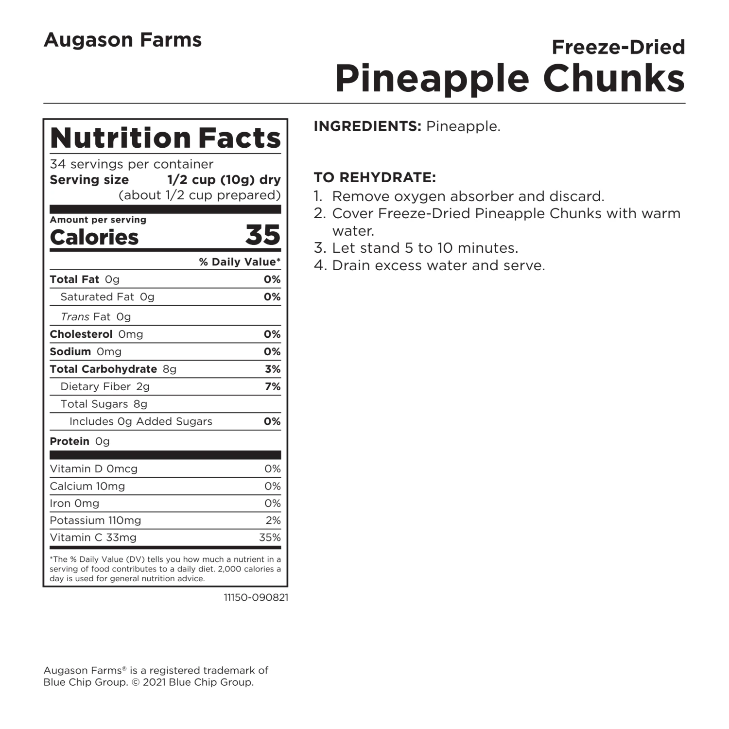 Augason Farms Freeze Dried Pineapple Chunks Food & Food Storage 8 Augason Farms Freeze Dried Pineapple Chunks Food & Food Storage