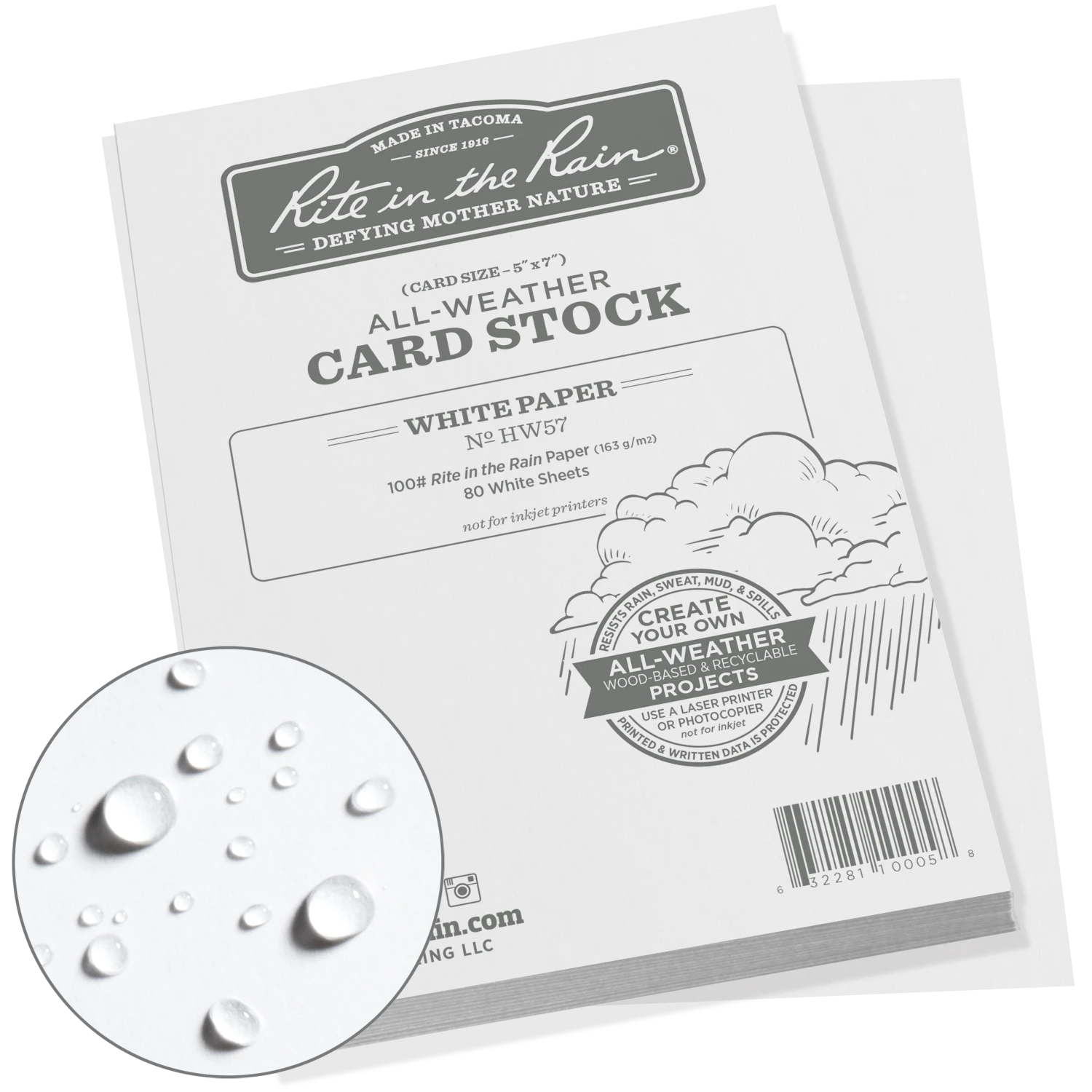 Rite In The Rain Weatherproof Card Stock, 5 In. X 7 In. 1 Rite In The Rain Weatherproof Card Stock, 5 In. X 7 In.