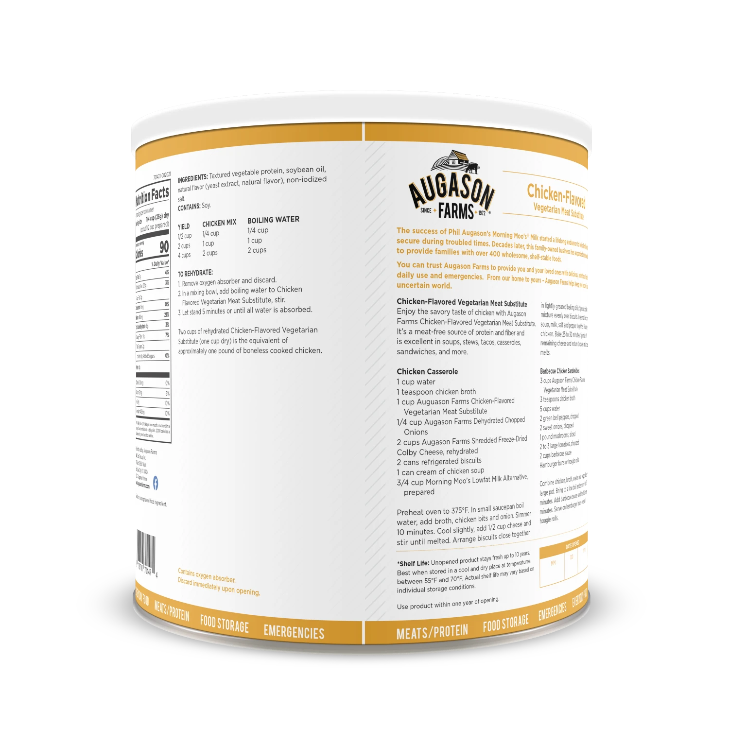 Augason Farms Chicken Flavored Vegetarian Meat Substitute Food & Food Storage 2 Augason Farms Chicken Flavored Vegetarian Meat Substitute Food & Food Storage