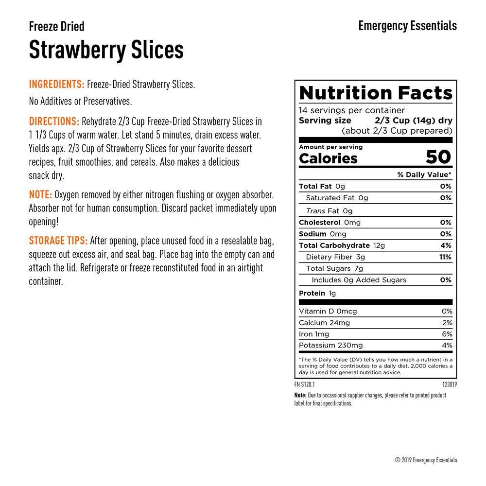 Emergency Essentials Freeze Dried Strawberry Slices Large Can Food & Food Storage 2 Emergency Essentials Freeze Dried Strawberry Slices Large Can Food & Food Storage