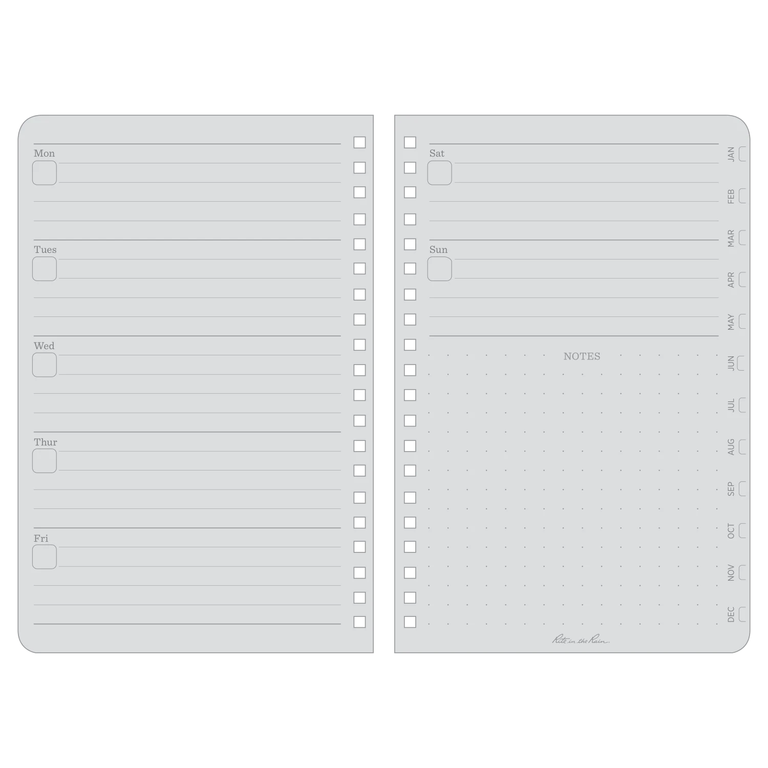 Waterproof Notebooks Rite In The Rain Weatherproof Side Spiral Weekly Planner, 4.625 In. X 7 In. 2 Waterproof Notebooks Rite In The Rain Weatherproof Side Spiral Weekly Planner, 4.625 In. X 7 In.