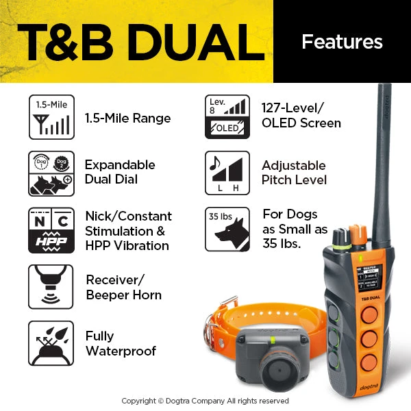 Dogs Dogtra T&B Dual 1-Dog Training And Beeper System 2 Dogs Dogtra T&B Dual 1-Dog Training And Beeper System