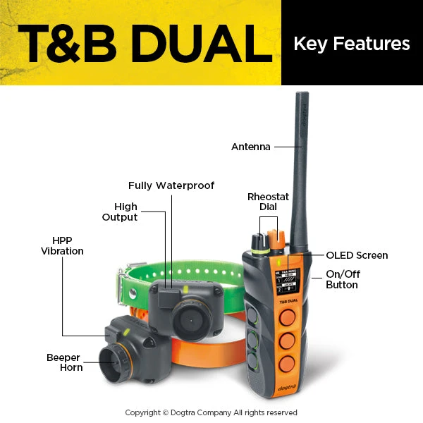 Dogs Dogtra T&B Dual 2-Dog Training And Beeper System 3 Dogs Dogtra T&B Dual 2-Dog Training And Beeper System