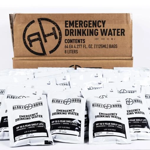 Drinks Ready Hour Emergency Water Pouch Case (64 Pouches) 4 Drinks Ready Hour Emergency Water Pouch Case (64 Pouches)
