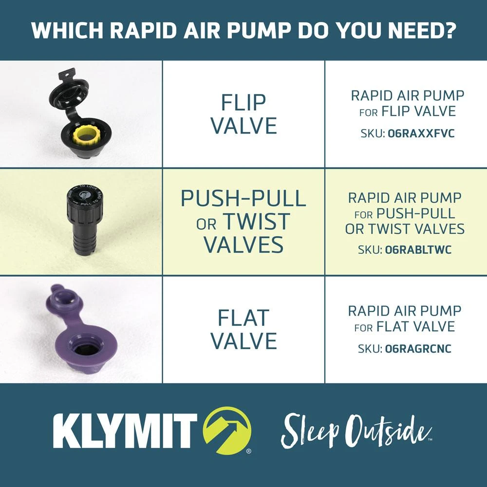 Klymit Rapid Air Pump For Push-Pull Valve Gear 3 Klymit Rapid Air Pump For Push-Pull Valve Gear
