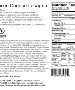 AlpineAire Three Cheese Lasagna