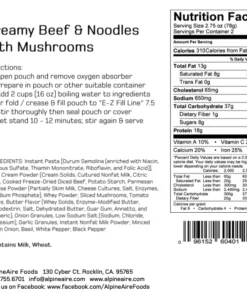 AlpineAire Creamy Beef & Noodles With Mushrooms Backpacking Meals