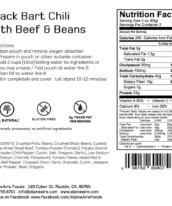 Backpacking Meals AlpineAire Black Bart Chili With Beef & Beans - Gluten Free