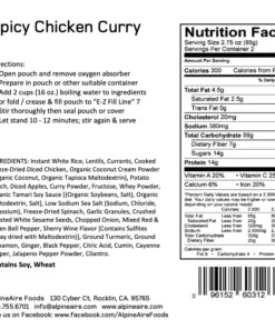 Backpacking Meals AlpineAire Spicy Chicken Curry