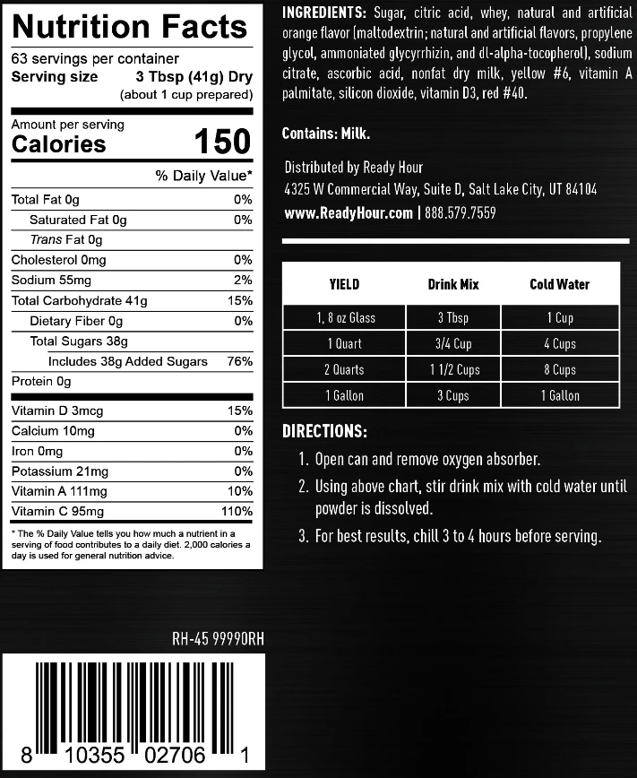 Ready Hour Orange Energy Drink Mix #10 Can Drinks 4 Ready Hour Orange Energy Drink Mix #10 Can Drinks