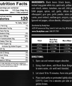 Ready Hour Black Bean Burger #10 Can 7 Ready Hour Black Bean Burger #10 Can