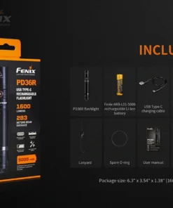 Fenix PD36R 1600 Lumens Rechargeable Flashlight Flashlights
