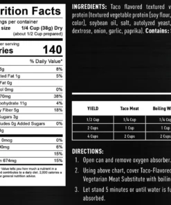 Meats & Proteins Ready Hour Vegetarian Taco Meat Substitute #10 Can 9 Meats & Proteins Ready Hour Vegetarian Taco Meat Substitute #10 Can