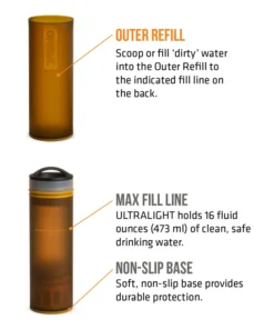 Water GRAYL ULTRALIGHT Compact Purifier Bottle - 16oz 22 Water GRAYL ULTRALIGHT Compact Purifier Bottle - 16oz