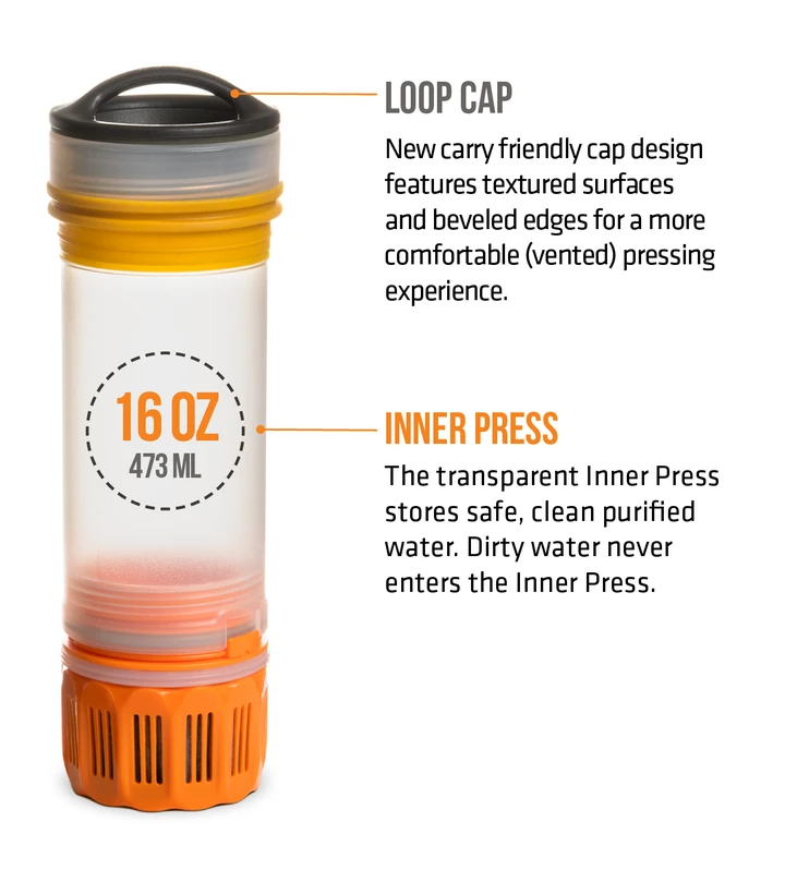 Water GRAYL ULTRALIGHT Compact Purifier Bottle - 16oz 9 Water GRAYL ULTRALIGHT Compact Purifier Bottle - 16oz